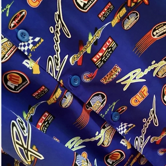 Racing Men’s Shirt Button Up Team Decals Micro Touch Arctic XL - Picture 5 of 9